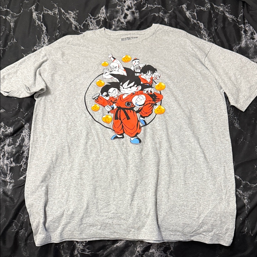 Gray Graphic Tee with Anime Design